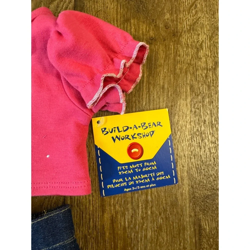 Build A Bear BABW Outfit Clothes London Shirt Denim Skirt Jewels Pink‎ Lot Plush